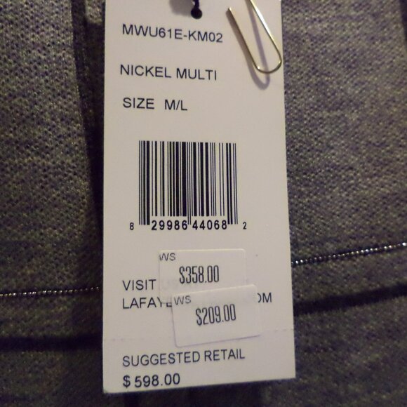 LAFAYETTE 148 New York Sweater Grey Black Window Pane-Short Sleeve-M/L - NEW $59 - Picture 9 of 12